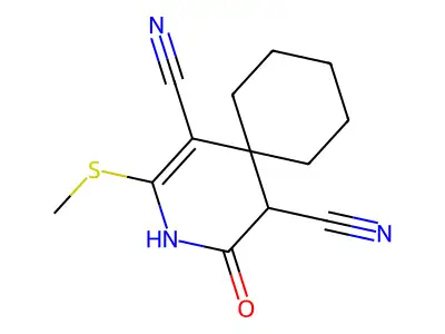 4-Hydroxy-2-(methylsulfanyl)-3-azaspiro[5.5]undeca-1,3-diene-1,5-dicarbonitrile structure