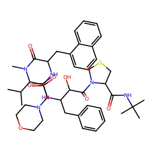 4-Thiazolidinecarboxamide, N-(4-morpholinylacetyl)-3-(1-naphthalenyl)-L-alanyl-N-methyl-L-valyl-(alphaS,betaS)-beta-amino-alpha-hydroxybenzenebutanoyl-N-(1,1-dimethylethyl)-, (4R)- structure