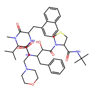 4-Thiazolidinecarboxamide, N-(3-(4-morpholinyl)-1-oxopropyl)-3-(1-naphthalenyl)-L-alanyl-N-methyl-L-valyl-(alphaS,betaS)-beta-amino-alpha-hydroxybenzenebutanoyl-N-(1,1-dimethylethyl)-, (4R)- structure