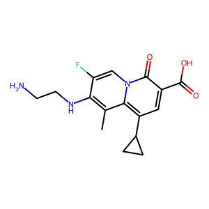 8-(2-aminoethylamino)-1-cyclopropyl-7-fluoro-9-methyl-4-oxo-quinolizine-3-carboxylic acid structure