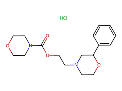 4-Morpholinecarboxylic acid, 2-(2-phenyl-4-morpholinyl)ethyl ester, monohydrochloride structure