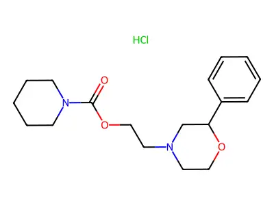 1-Piperidinecarboxylic acid, 2-(2-phenyl-4-morpholinyl)ethyl ester, monohydrochloride structure