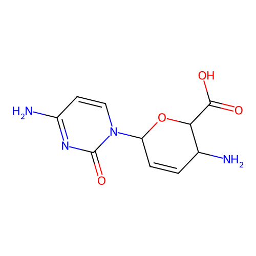1-(4-Amino-2,3,4-trideoxyhex-2-enopyranuronosyl)-4-imino-1,4-dihydropyrimidin-2-ol structure