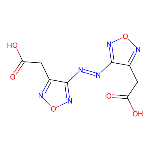 2,2'-[(Z)-diazene-1,2-diyldi-1,2,5-oxadiazole-4,3-diyl]diacetic acid structure