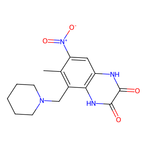 1,4-Dihydro-6-methyl-7-nitro-5-(1-piperidinylmethyl)-2,3-quinoxalinedione structure