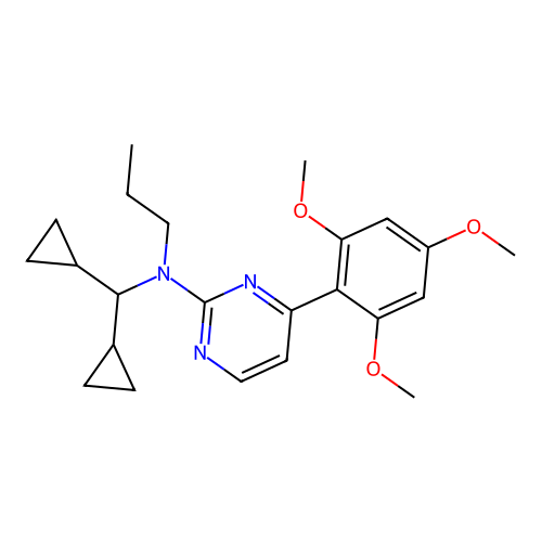 N-(dicyclopropylmethyl)-N-propyl-4-(2,4,6-trimethoxyphenyl)pyrimidin-2-amine structure