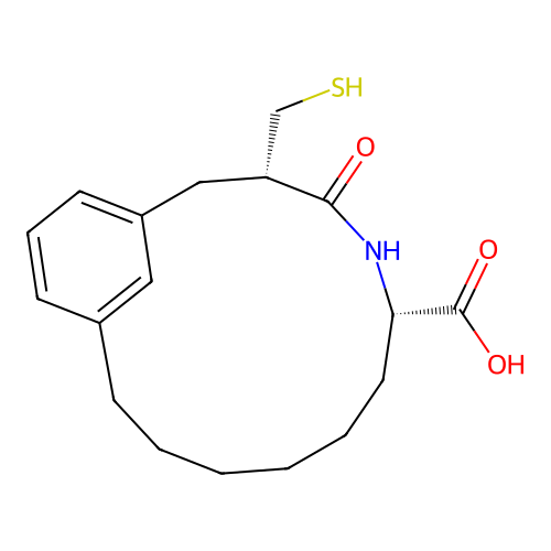 5-Azabicyclo(11.3.1)heptadeca-1(17),13,15-triene-6-carboxylic acid, 3-(mercaptomethyl)-4-oxo-, (3S,6S)- structure