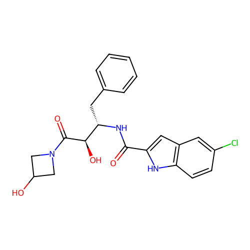 5-Chloro-N-[(1S,2R)-2-hydroxy-3-(3-hydroxy-1-azetidinyl)-3-oxo-1-(phenylmethyl)propyl]-1H-indole-2-carboxamide structure