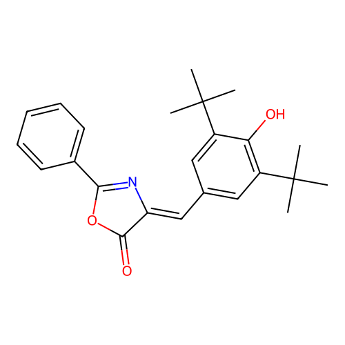 4-(3,5-di-tert-butyl-4-hydroxybenzylidene)-2-phenyloxazol-5(4H)-one structure