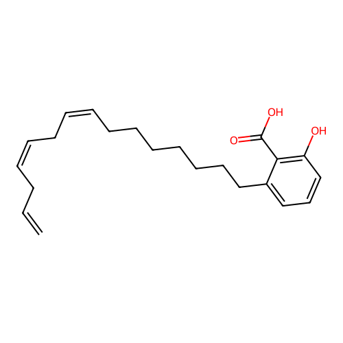 2-Hydroxy-6-(8Z,11Z)-8,11,14-pentadecatrien-1-ylbenzoic acid structure