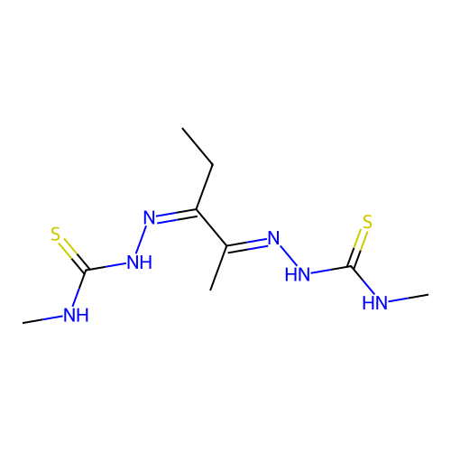 1-Methyl-3-[2-(methylcarbamothioylhydrazinylidene)pentan-3-ylideneamino]thiourea structure