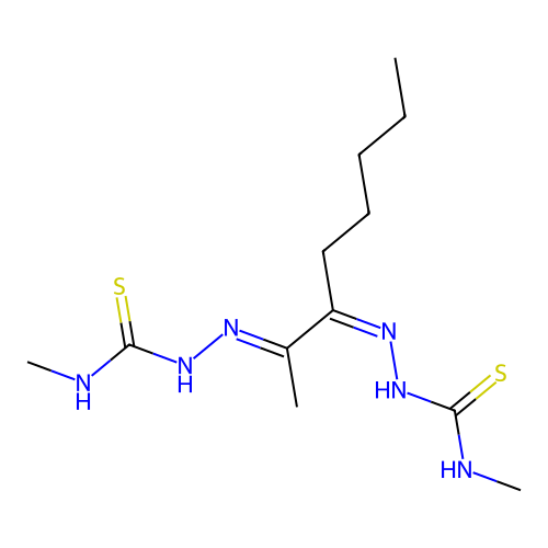 1-Methyl-3-[2-(methylcarbamothioylhydrazinylidene)octan-3-ylideneamino]thiourea structure