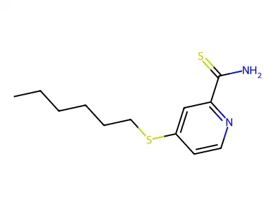 2-Pyridinecarbothioamide, 4-(hexylthio)- structure