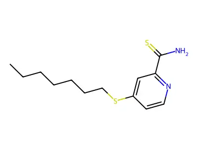 2-Pyridinecarbothioamide, 4-(heptylthio)- structure