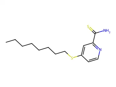 2-Pyridinecarbothioamide, 4-(octylthio)- structure