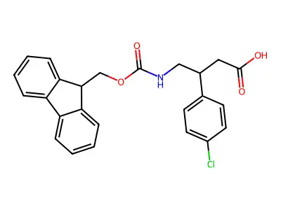 3-(4-chlorophenyl)-4-({[(9H-fluoren-9-yl)methoxy]carbonyl}amino)butanoic acid structure