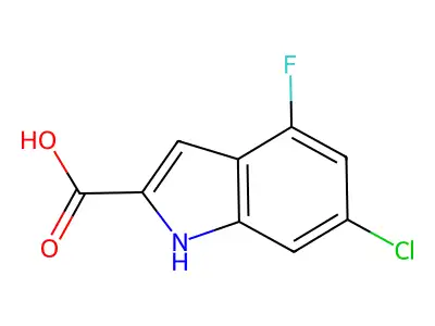 6-chloro-4-fluoro-1H-indole-2-carboxylic acid structure