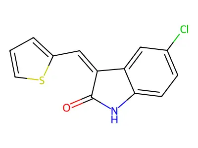 5-Chloro-3-(thiophen-2-ylmethylene)indolin-2-one structure