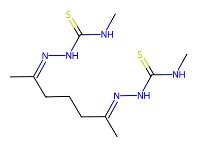 2,2'-(Heptane-2,6-diylidene)bis(N-methylhydrazine-1-carboximidothioic acid) structure