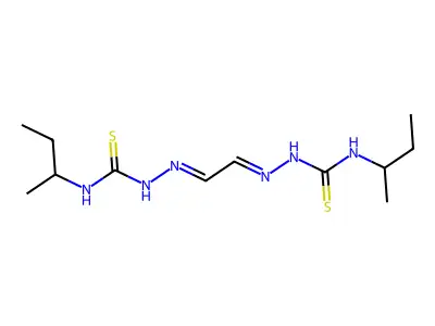 2,2'-(Ethane-1,2-diylidene)bis[N-(butan-2-yl)hydrazine-1-carboximidothioic acid] structure