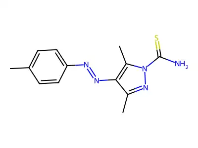 3,5-Dimethyl-4-(p-tolylazo)thiopyrazole-1-carboxamide structure