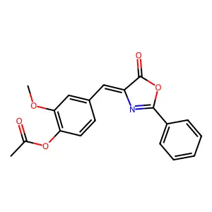 2-Phenyl-4-(4-acetyloxy-3-methoxybenzylidene)-5-oxazolone structure