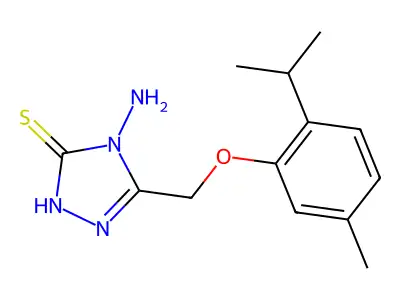 4-amino-5-[5-methyl-2-(propan-2-yl)phenoxymethyl]-4H-1,2,4-triazole-3-thiol structure