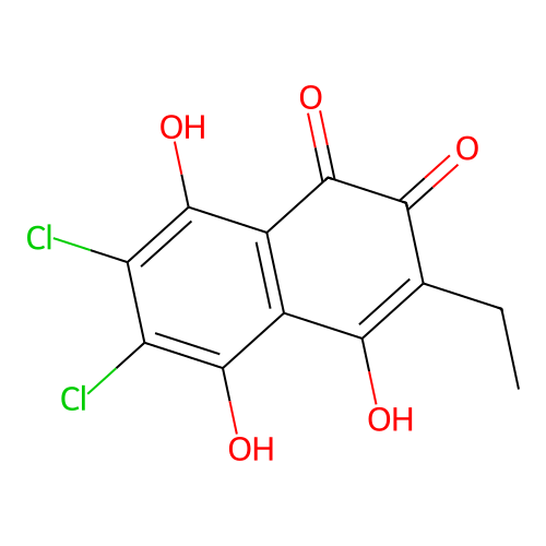 2,5,8-Trihydroxy-6,7-dichloro3-ethyl-1,4-naphthoquinone structure