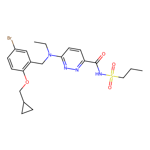 3-Pyridazinecarboxamide, 6-(((5-bromo-2-(cyclopropylmethoxy)phenyl)methyl)ethylamino)-N-(propylsulfonyl)- structure