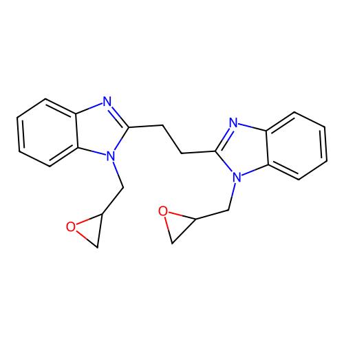 1,2-bis(1-(oxiran-2-ylmethyl)-1H-benzo[d]imidazol-2-yl)ethane structure