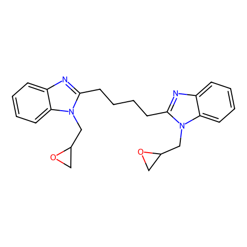 1,4-bis(1-(oxiran-2-ylmethyl)-1H-benzo[d]imidazol-2-yl)butane structure