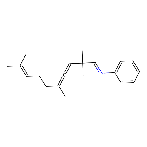 (E)-N-(2,2,5,9-tetramethyldeca-3,4,8-trien-1-ylidene)aniline structure