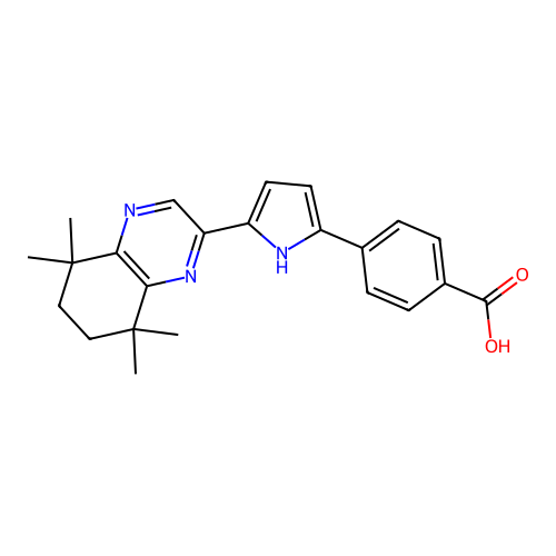 Benzoic acid, 4-(5-(5,6,7,8-tetrahydro-5,5,8,8-tetramethyl-2-quinoxalinyl)-1H-pyrrol-2-yl)- structure