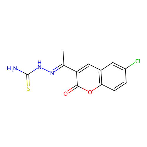 (2E)-2-[1-(6-chloro-2-oxo-2H-chromen-3-yl)ethylidene]hydrazinecarbothioamide structure