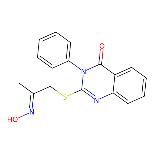 (E)-2-((2-(hydroxyimino)propyl)thio)-3-phenylquinazolin-4(3H)-one structure