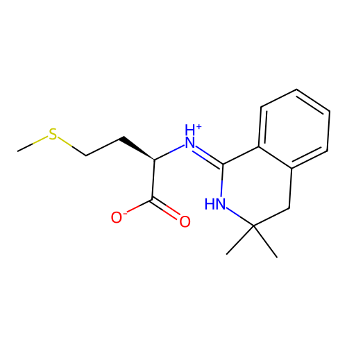 (2R)-2-[(3,3-dimethyl-2,4-dihydroisoquinolin-1-ylidene)ammonio]-4-(methylthio)butanoate structure