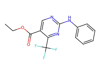 Ethyl 2-(phenylamino)-4-(trifluoromethyl)pyrimidine-5-carboxylate structure