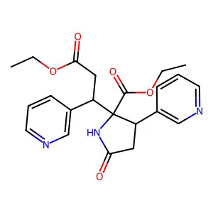 ethyl 2-(3-ethoxy-3-oxo-1-pyridin-3-ylpropyl)-5-oxo-3-pyridin-3-ylpyrrolidine-2-carboxylate structure