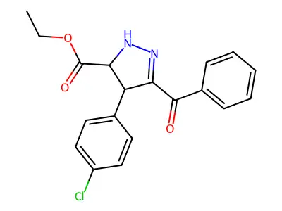 ethyl 3-benzoyl-4-(4-chlorophenyl)-4,5-dihydro-1H-pyrazole-5-carboxylate structure