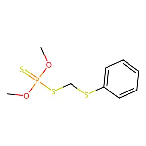 Phosphorodithioic acid, O,O-dimethyl S-((phenylthio)-methyl) ester structure