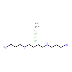 Platinum, (mu-(N,N'-bis(3-(amino-kappaN)propyl)-1,4-butanediamine-kappaN:kappaN'))tetrachlorodi- structure
