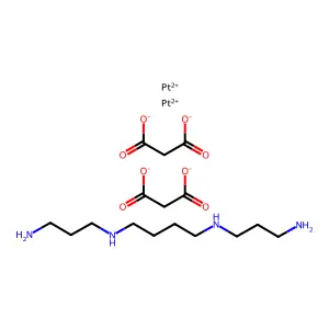 Platinum, (mu-(N,N'-bis(3-(amino-kappaN)propyl)-1,4-butanediamine-kappaN:kappaN'))bis(propanedioato(2-)-kappaO1,kappaO3)di- structure