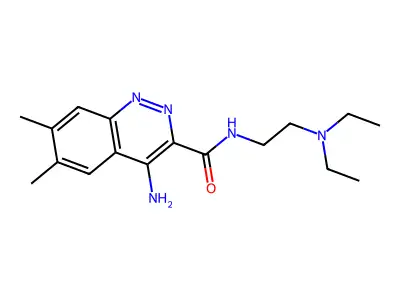 3-Cinnolinecarboxamide, 4-amino-N-(2-(diethylamino)ethyl)-6,7-dimethyl- structure