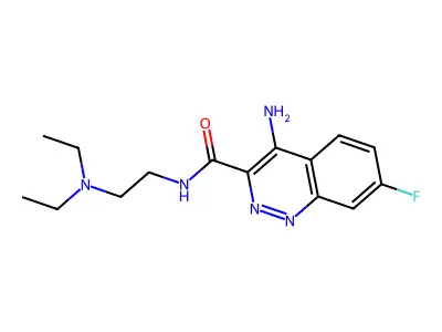 3-Cinnolinecarboxamide, 4-amino-N-(2-(diethylamino)ethyl)-7-fluoro- structure