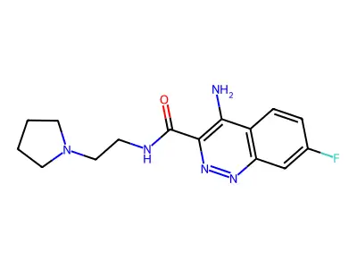 3-Cinnolinecarboxamide, 4-amino-7-fluoro-N-(2-(1-pyrrolidinyl)ethyl)- structure
