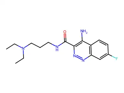 3-Cinnolinecarboxamide, 4-amino-N-(3-(diethylamino)propyl)-7-fluoro- structure