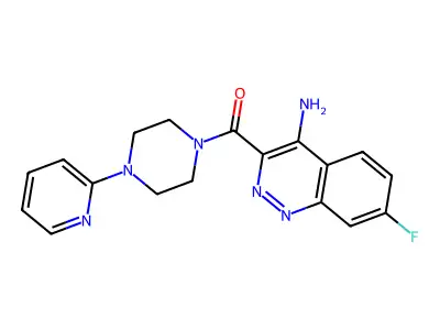 Piperazine, 1-((4-amino-7-fluoro-3-cinnolinyl)carbonyl)-4-(2-pyridinyl)- structure