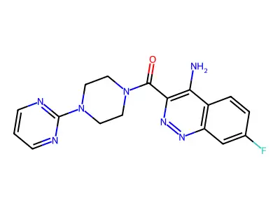 Piperazine, 1-((4-amino-7-fluoro-3-cinnolinyl)carbonyl)-4-(2-pyrimidinyl)- structure