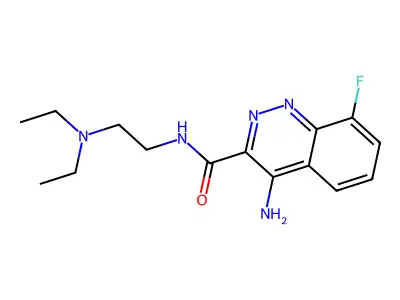 3-Cinnolinecarboxamide, 4-amino-N-(2-(diethylamino)ethyl)-8-fluoro- structure