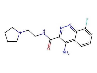 3-Cinnolinecarboxamide, 4-amino-8-fluoro-N-(2-(1-pyrrolidinyl)ethyl)- structure